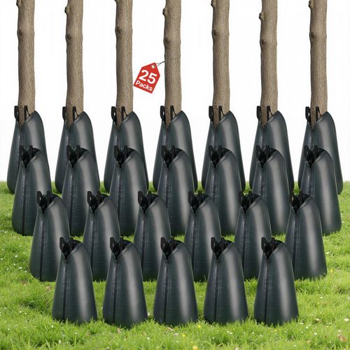 Baumbewässerungssack - Bewässerungsbeutel 25er-Pack - 75,7 l Volumen - PE mit Reißverschluss - Tropfbewässerung 3–4 Std.