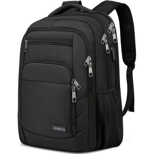 Herren Rucksack 17,3 Zoll Laptop Backpack mit USB Ladeanschluss für Arbeit, Uni, Reisen Schwarz