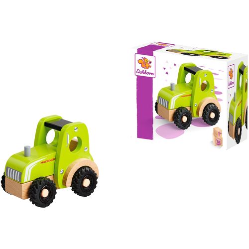 Spielzeug-Traktor EICHHORN, grün (bunt), Spielzeugfahrzeuge, KinderT:15cm, Holz, aus Holz, T:15cm