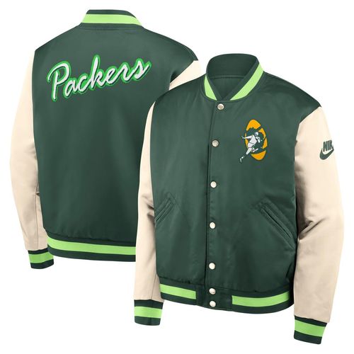 Collegejacke NIKE "Nike Collegejacke Green Bay Packers Nike Legacy Bomber Jacket", Damen, Gr. L, grün, Popeline;Jersey, 100% Polyester, Jacken Collegejacke