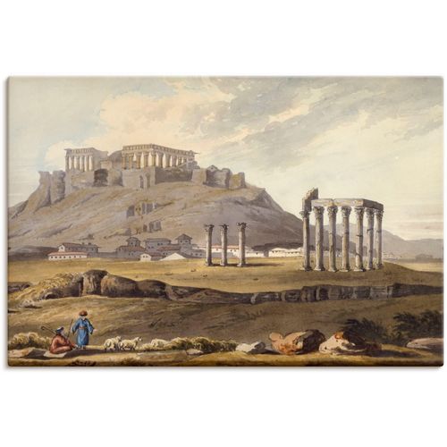Leinwandbild ARTLAND "Der Tempel des olympischen Zeus", braun (farbe bild(er): braun), B:90cm H:60cm, Bilder, Leinwandbild, auf Holzrahmen gespannt