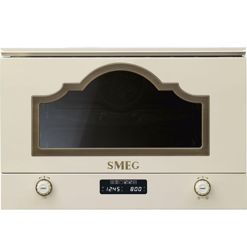 Smeg MP722PO Einbau-Mikrowelle / Mikrowelle mit Grill / 23 L / 850 W / Creme