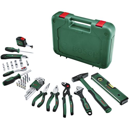 Werkzeugset BOSCH HOME & GARDEN "Advanced Werkzeugkoffer", grün, B:29,1cm H:8,2cm L:36,6cm, Werkzeugsets, 52-teilig