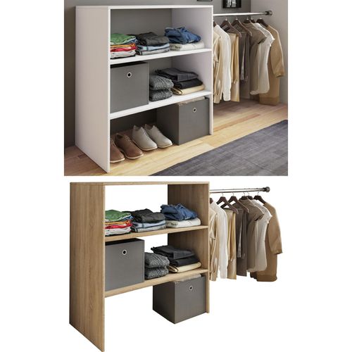 VCM Holz Kleiderschrank offener Schrank begehbarer Kleiderregal Raumwunder mit Kleiderstange Maße ca. B. 90 x H. 100 x T. 50 cm - Dacho ll