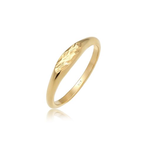 Siegelring ELLI "Siegelring Oval Pinky Ring 925 Silber" Gr. 48, gold, Fingerringe, Damen, 48mm, Silber 925 (Sterlingsilber), 2mm, Siegelring