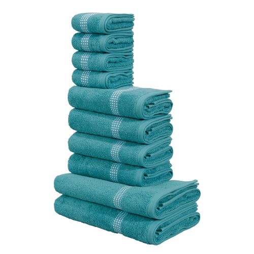 Handtuch Set OTTO HOME "Kapra, Premium Handtücher, 100% Baumwolle, 500 gr/m², 10-tlg.", blau (aqua), 10, Frottier, Frottier, Obermaterial: 100% Baumwolle, Handtuch-Sets, 2 Duschtücher, 4 Handtücher, 4 Gästehandtücher, 5 Jahre Garantie