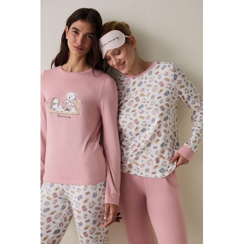 Theepartij Bedrukte Lange Mouwen Pyjama Top