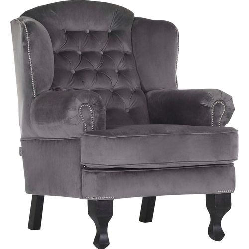 Ohrensessel GUTMANN FACTORY "New Barock", grau, B:87cm H:107cm T:96cm, Sessel, Ohrensessel