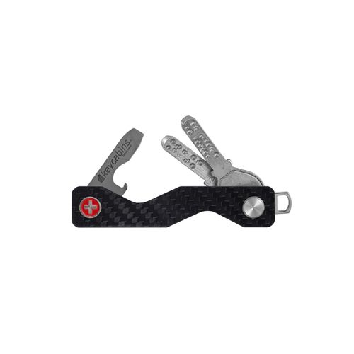 Schlüsselanhänger KEYCABINS "Carbon S3", Damen, schwarz, Carbon, Basic, Schlüsselanhänger Schlüsselanhänger, SWISS Made