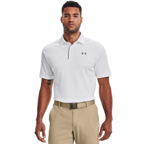 Poloshirt UNDER ARMOUR "Tech Polo", Herren, Gr. XL, weiß (weiß, graphite, graphite), Jersey, Obermaterial: 100% Polyester, normal, Rundhals, Shirts, gerader Rumpfabschluss, normale Schnittform, für Sportmode