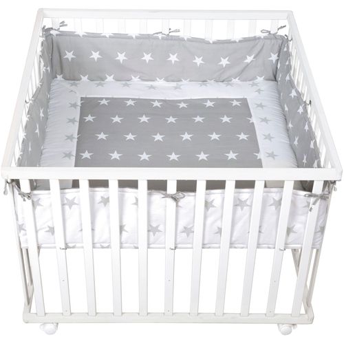 Laufgitter ROBA "Little Stars, 100x100 cm, weiß", Baby, weiß, Laufställe Laufgitter, mit Stoffeinlage und Nestchen; Rollen, höhenverstellbar