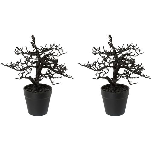 Künstlicher Weihnachtsbaum CREATIV GREEN "Weihnachtsdeko", schwarz, B:15cm H:24cm T:15cm, Kunststoff, Weihnachtsbäume, Kunstweihnachtsbäume, im farblich passenden Topf und mit Glitzer-Optik
