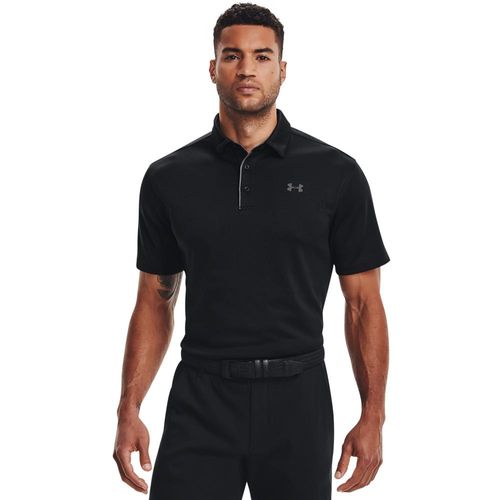 Poloshirt UNDER ARMOUR "Tech Polo", Herren, Gr. S, grau (schwarz, graphite, graphite), Jersey, Obermaterial: 100% Polyester, normal, Rundhals, Shirts, gerader Rumpfabschluss, normale Schnittform, für Sportmode
