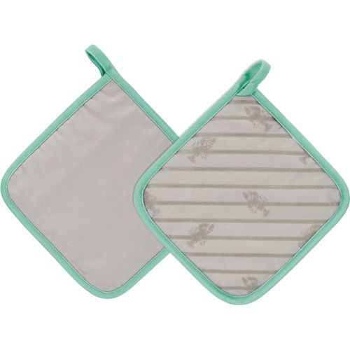 Topflappen VOSSEN "SET Oven Chic 2x Topflappen", grau (stone), B:20cm L:20cm, Obermaterial: 100% Baumwolle, Topflappen, mit Silikonbeschichtung im Lobster-Design, Hitzebeständig bis 250