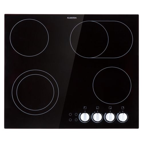 Klarstein Glaskeramik Kochfeld, Einbau-Kochfeld mit 4 Platten, 6100 W Elektro Kochfeld zum Kochen, Modernes Glaskeramikkochfeld, Glaskeramik Herdplatte mit 4 Kochfelder, Einbau Kochfeld Keramik