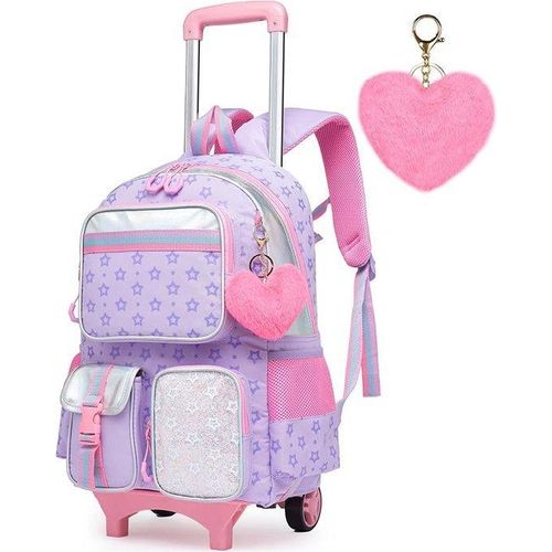 Famanu Kindertrolley Schulrucksack mit Rollen - Rosa