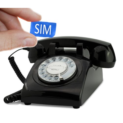 Opis 60s Mobile: Seniorentelefon mit SIM Karte/GSM Telefon wie EIN Vintage Festnetztelefon/Retro Tischtelefon für die Simkarte, einfach zu benutzen für Senioren, bei Demenz, usw. in Schwarz