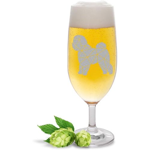 Biertulpe mit Gravur, Bichon Frisé im Origami-Stil