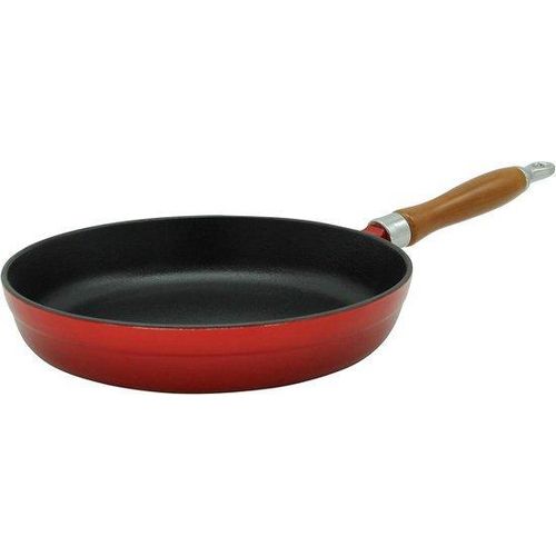 Famanu Gusseisenpfanne 24 cm rot - mit Deckel