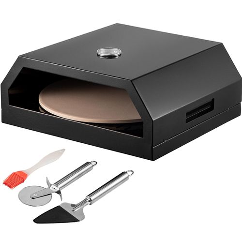VEVOR BBQ Pizzaofen, 42 x 37 x 19 cm Pizzaofen Outdoor 24-232 ℃ Pizzaofen Gas 30,5 cm Steindurchmesser Pizzaofen Garten Pizzaofen Bausatz Grill Pizzaofen Edelstahl Schwarz Holzbackofen Steinofen