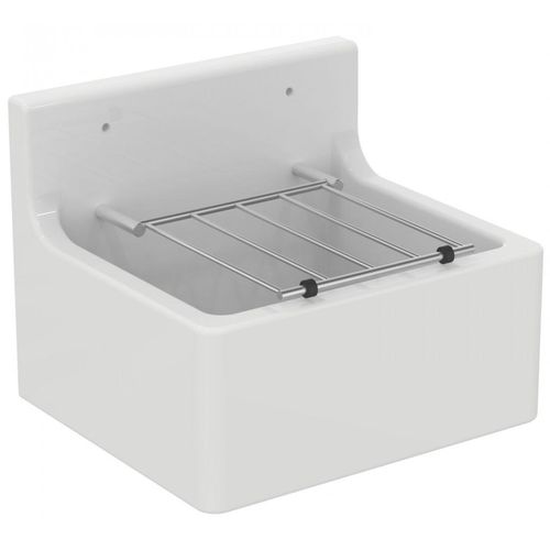 Ideal Standard Ausgussbecken - Ausgussbecken 455x380 mm, mit Klapprost, weiß/verchromt S593901