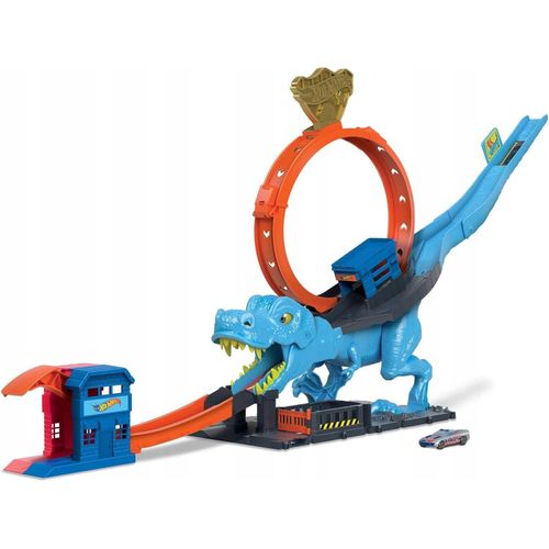 Hot Wheels T-Rex Chomp Down Rennstrecke mit Loop