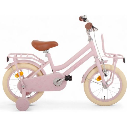 AMIGO Kinderfahrräder Mädchen Bella 14 Zoll Mädchen Rücktrittbremse Rosa