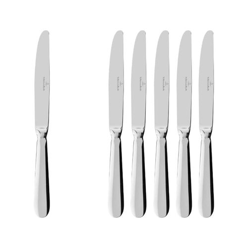 Tafelmesser VILLEROY & BOCH "Tafelmesser Oscar 233 mm 6er Set silber", silber, B:4mm, Essmesser, Spülmaschinenfest