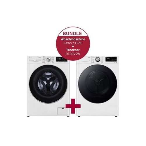 LG Waschmaschine (8 kg, 1.400 U./Min.) und Trockner (8 kg) im Set F4WV708P1E.RT80V9W F4WV708P1E.RT80V9W