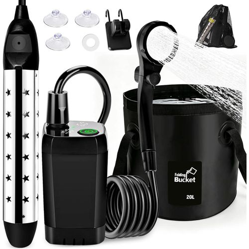 Campingdusche mit Pumpe, 20 Liter, 26x30 cm, 500D Gewebe wasserdicht, für Camping