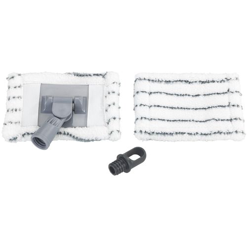 Bodenwischer-Set MAXIMEX "Profi", weiß (silberfarben), B:16cm L:133cm, Stahl, Reinigungs-Sets, Bad- und Fliesenwischer mit Teleskopstiel, 2 Bezüge, 360 Knickgelenk