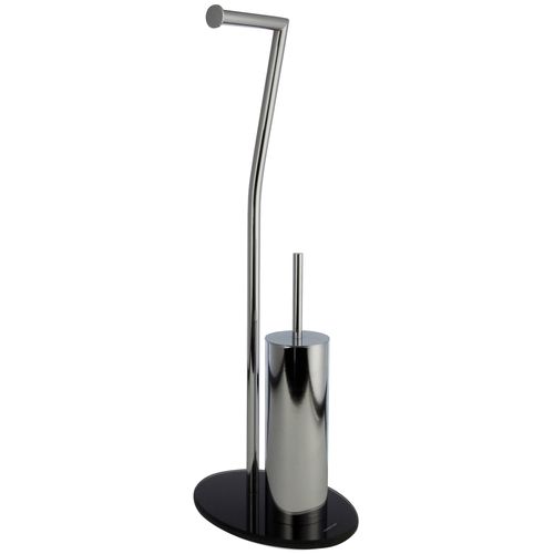 Toilettenpapierhalter MÖVE "Stand", silber (silberfarben), B:28cm H:71,5cm L:20cm, Edelstahl, Glas, Toilettenpapierhalter, mit hochwertig verchromtem Toilettenpapierhalter