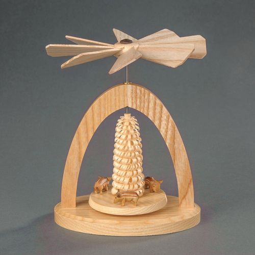 Weihnachtspyramide ALBIN PREISSLER "Wärmespiel mit Frischlingen, Handwerkskunst aus dem Erzgebirge", beige (natur), B:11cm H:13cm T:7cm, Massivholz, Weihnachtspyramiden, Weihnachtspyramide, Weihnachtsdeko aus Holz