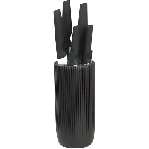 Messerblock KESPER "Messerblock Set, schwarz", schwarz, H:36,5cm Ø:11cm, Messerblöcke, Messerblock, inkl. 5 Messer