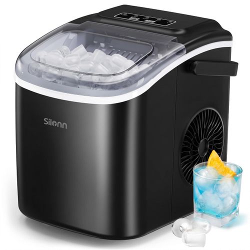 Silonn Eiswürfelmaschine, Eiswürfelbereiter 12 kg/24h, 9 Eiswürfel in 6 Min, 2 G