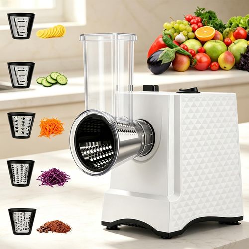 Elektrische Gemüsereibe 250 W, 5-in-1 Edelstahl, 17x12x26 cm