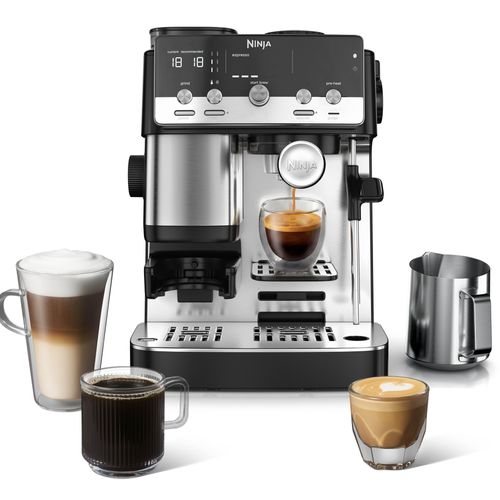 NINJA Kaffeemaschine mit Mahlwerk "ES301EU Ninja Luxe Café MINI Kaffeemaschine", silber (silber, schwarz), 1, Kaffeemaschinen