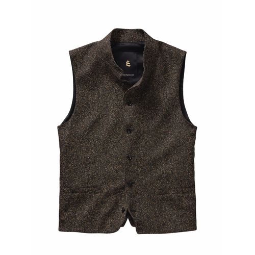Mey & Edlich Herren Venetische Stehkragen-Weste Schwarz 100 % Wolle