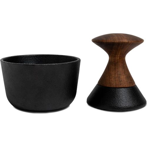 Mörser mit Stößel, Gusseisen und Akazienholz, Ø 9 cm