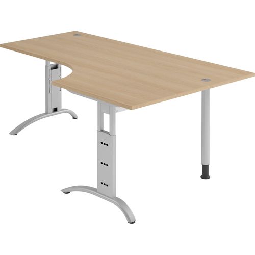 bümö manuell höhenverstellbarer Eckschreibtisch Eiche, Schreibtisch L Form 200x120 cm - Eckschreibtisch höhenverstellbar, L Schreibtisch, PC-Tisch