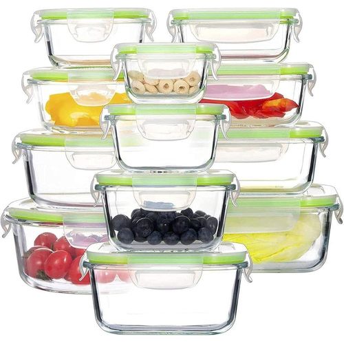 Glas-Frischhaltedosen-Set mit 12 Behältern und Deckeln