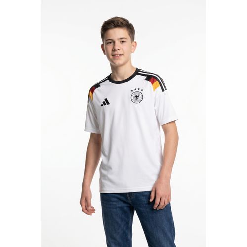 Fußballtrikot ADIDAS PERFORMANCE "DEUTSCHLAND 26 KIDS FAN-HEIMTRIKOT", Jungen, Gr. 176, weiß, Obermaterial: 100% Polyester, Rundhals, Trikots Fußballtrikot, für Kinder, mit Deutschland WM 2026 Fan Trikot, ohne Verschluss