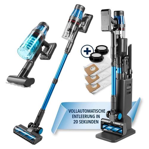 CLEANmaxx Akku-Zyklonstaubsauger mit Absaugstation Akku Staubsauger Zyklon Boden Sauger mit HEPA Filter & Absaugstation