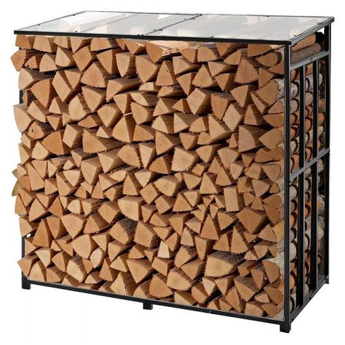 Holzspalter mit Überdachung - 143x70x143 cm - Tragfähigkeit: 300 kg - Stahl, schwarz beschichtet