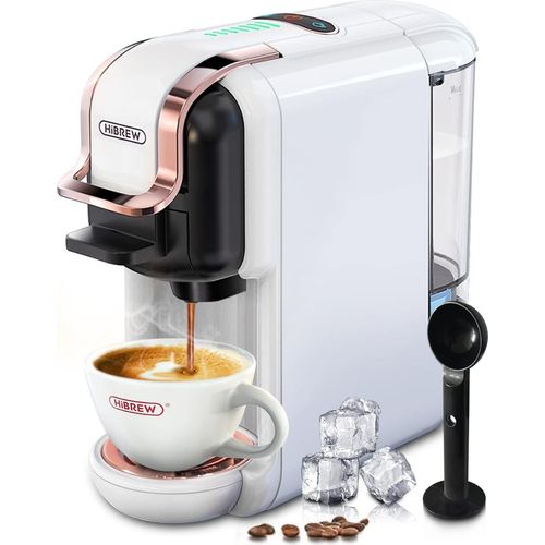 HIBREW H2B Kapselkaffeemaschine, 5 in 1 Multi-Kapsel-Kaffeemaschine, Weiß