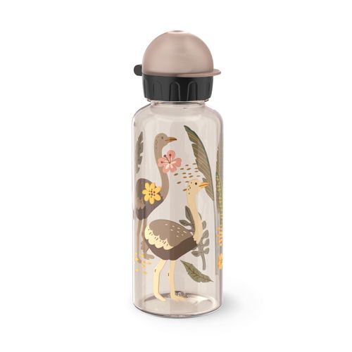Trinkflasche EMSA "Kids", bunt (braun, motiv: strauß), H:21,5cm, Polypropylen (PP), Tritan, Trinkflaschen, Trinkflasche, 100 % dicht, leicht, 0,6 L, Dreh-Trinkverschluss, transparent