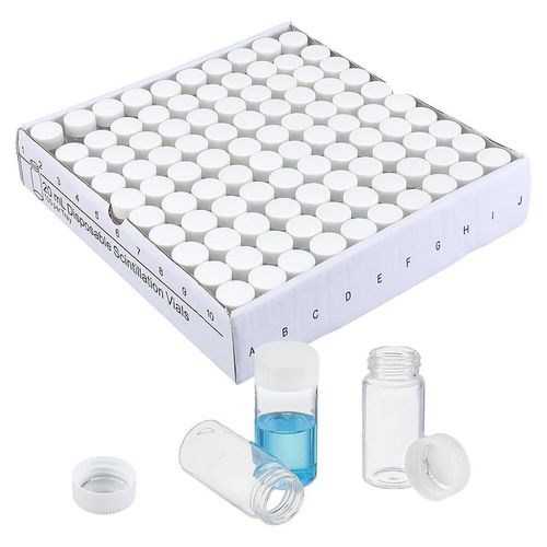 100 Glasfläschchen 20 ml mit PP-Deckel, 2,7 x 5,95 cm