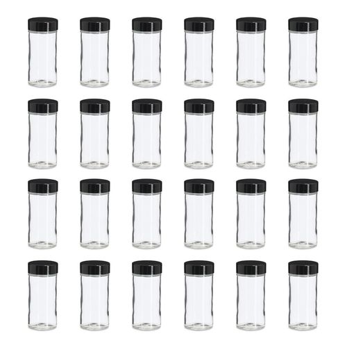 Gewürzstreuer ZELLER PRESENT "Gewürzglas mit Kunststoffdeckel, 24er Set", schwarz, H:9,5cm Ø:4,5cm, Gewürzstreuer, Gewürzstreuer, 90 ml, schwarz, ca. Ø4,5x9,5 cm