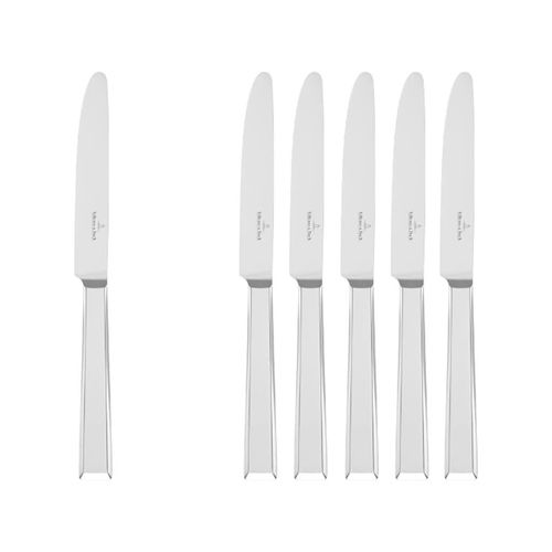 Tafelmesser VILLEROY & BOCH "Tafelmesser Victor 228 mm 6er Set silber", silber, B:5,6mm, Essmesser, Spülmaschinenfest