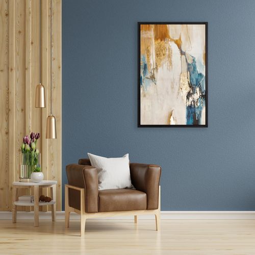 Leinwandbild QUEENCE "Abstrakt Beige und Gold", weiß (farbe rahmen: schwarz, farbe bild(er): weiß), B:40cm H:60cm T:2cm, Canvas, Holzrahmen, Bilder, Leinwandbild, mit einem Schattenfugenrahmen veredelt